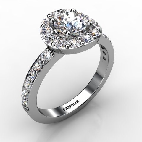 18k White Gold Engagement Ring 0.624ct - 1002649-18kw